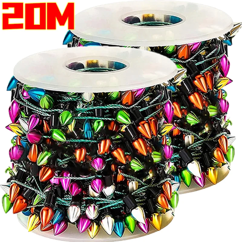 5/20m Colorful Bulbs String Garland Xmas Tree Ornaments for Navidad New Year Party Lighting Strings Home Decoration Gift Not LED