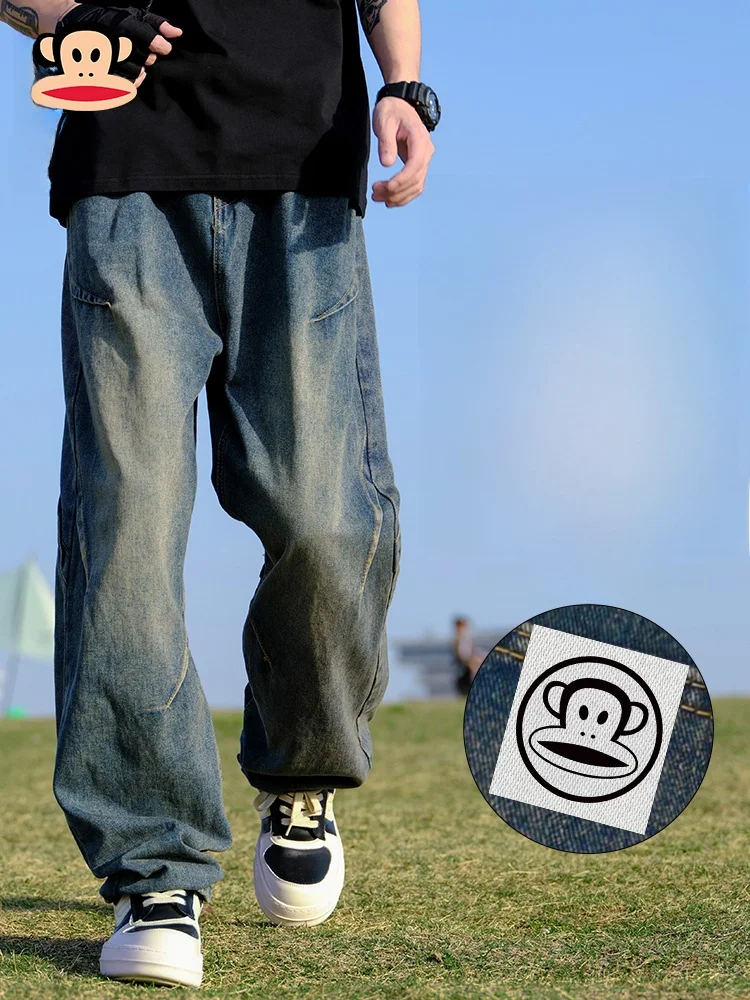 

Мужские джинсы Paul Frank в американском ретро-стиле, свободные, прямого кроя, повседневные, со средней посадкой, из хлопкового денима, для молодежи, на каждый день