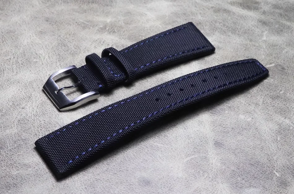 High Strength Composite Fiber Strap 20 22mm Blue Black Watch Band Belt Bracelet Yellow Men Watchband Strap Medial Side Leather