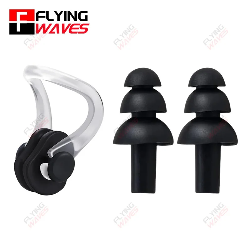 1 Set Waterproof Soft Silicone Swimming Earplugs Nose Clip Swimming Ear & Nose Protector for Adult Children