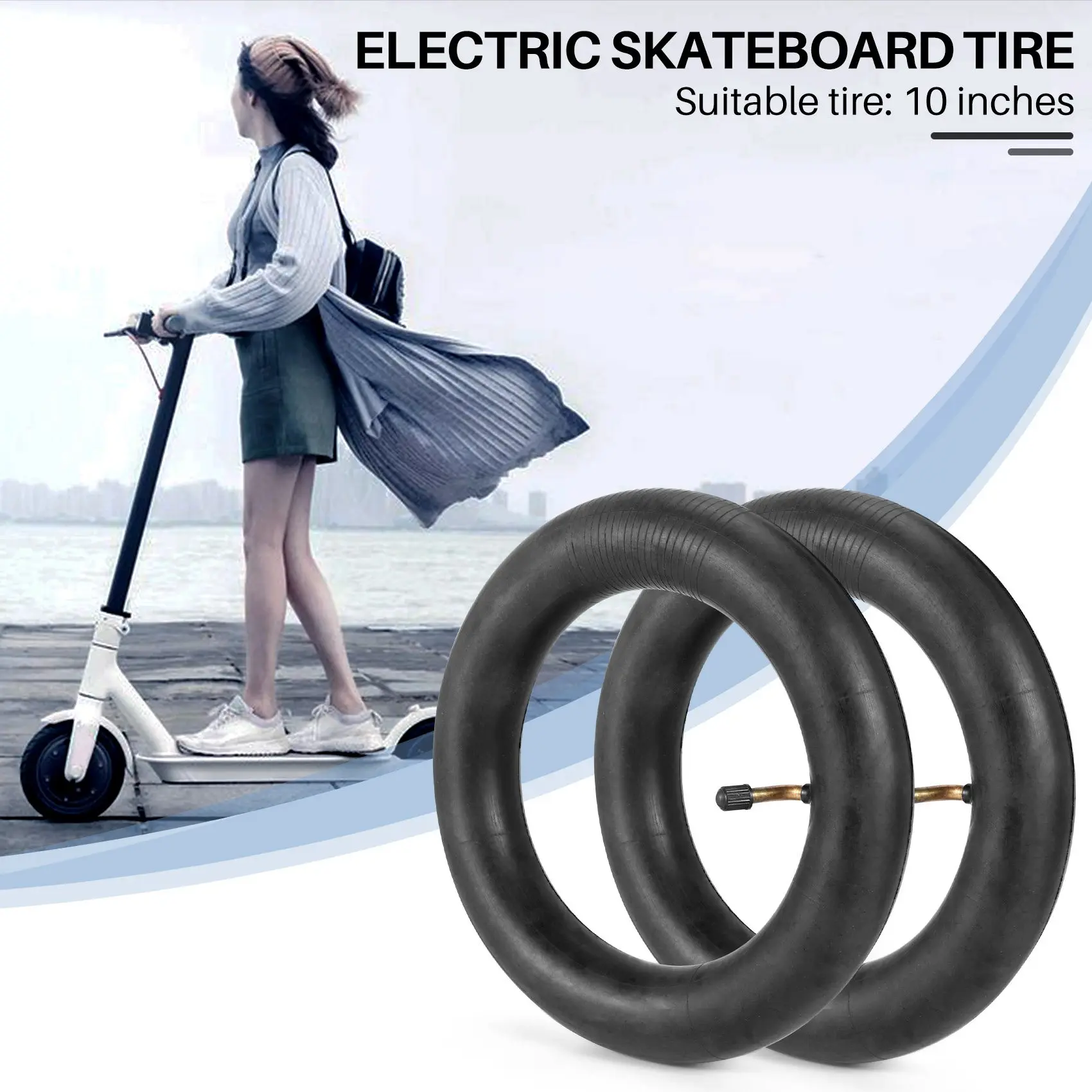 2 Pcs 10X2.125 Inner Tube Tire Scooter Tyre for 10 Inch Hover Board F1 A8 Smart Electric Scooter 2 Wheels