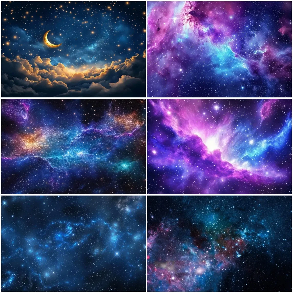 Dunkler Himmel, Nacht, Sterne, Party-Dekoration, Hintergrund, Weltraum, Galaxie, Sternenuniversum, Hintergrund, Babyparty-Banner, Fotografie-Requisite
