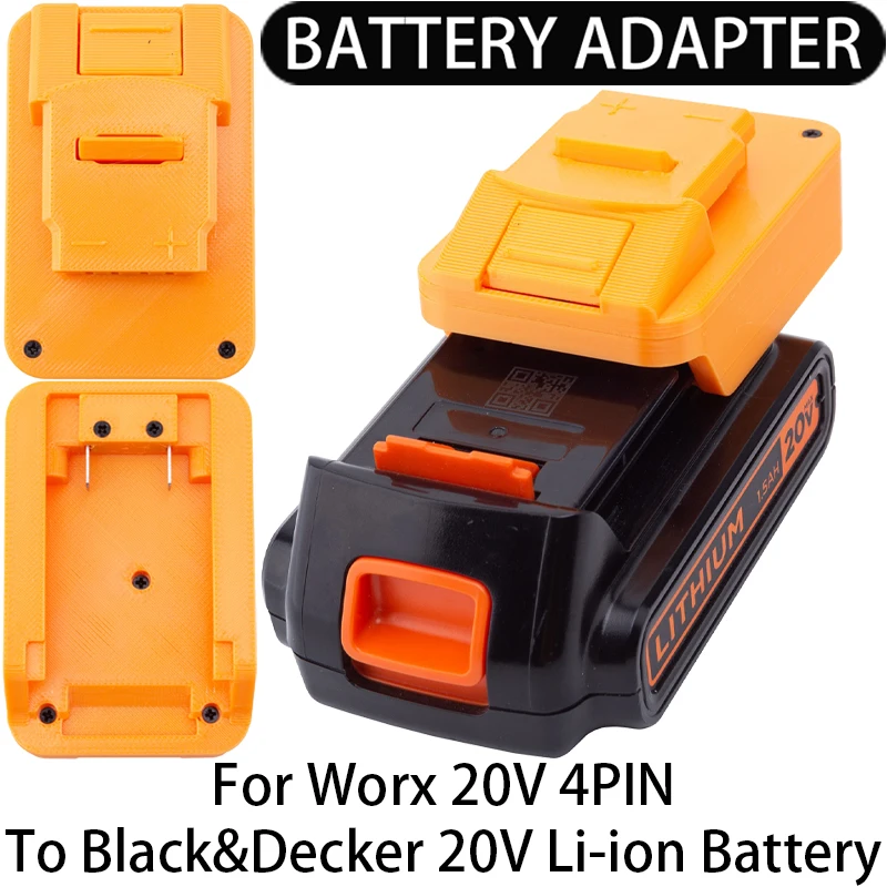 Адаптер/конвертер аккумулятора для литий-ионных инструментов Worx 20 В 4-контактный адаптер для литий-ионного аккумулятора BLACK&DECKER 20 В, аксессуары для электроинструментов