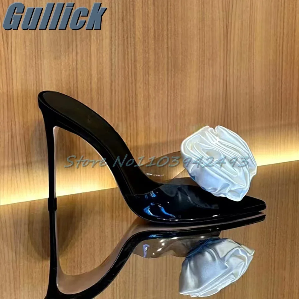 

Transparent Pvc Heels Pointed Toe Blossom Heeled Sandals Slip On Women Shoes Stiletto Shallow Summer Sandalias De Mujer 2025