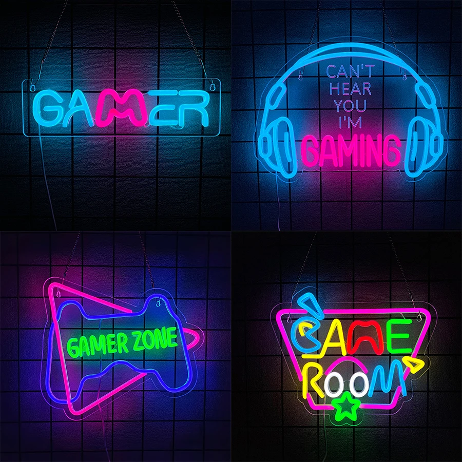 

Неоновая вывеска геймера для декора стен комнаты, игровая комната, USB светодиодные неоновые игровые вывески для комнаты мальчиков, подарки геймера для мальчиков-подростков, детей
