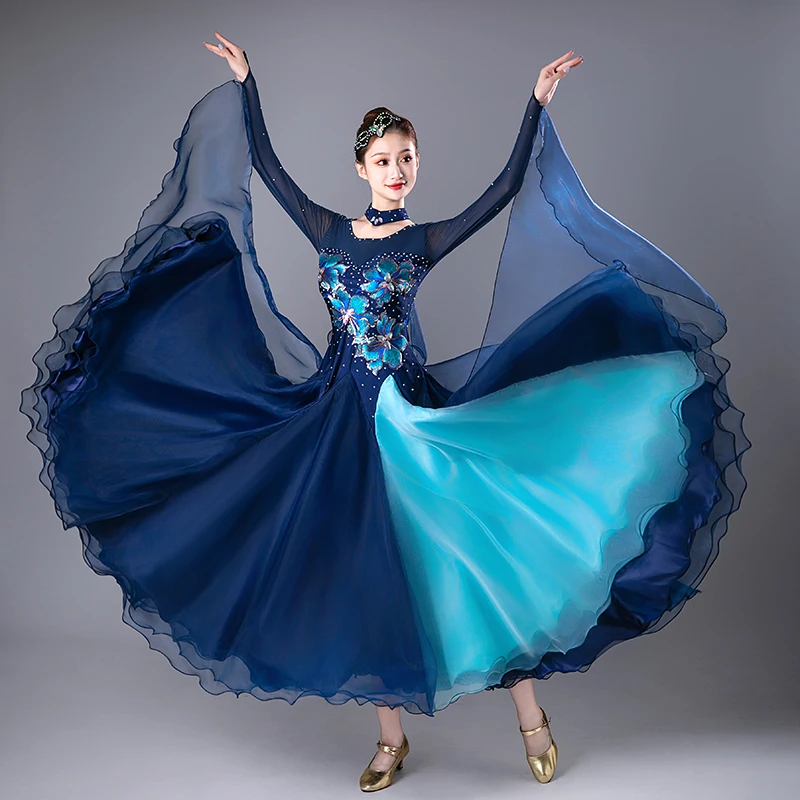 2025 Ballroom Dance Dress New Women Competition Ball Gown Puffy Prom Dress Floral Puffy Prom Dresses Evening Costumes Waltz