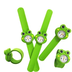 Cute Cartoon Frog Watches Silicone Material Children Digital Watch Kids Casual Wristwatch Pat Circle Green Frog Watch Gift