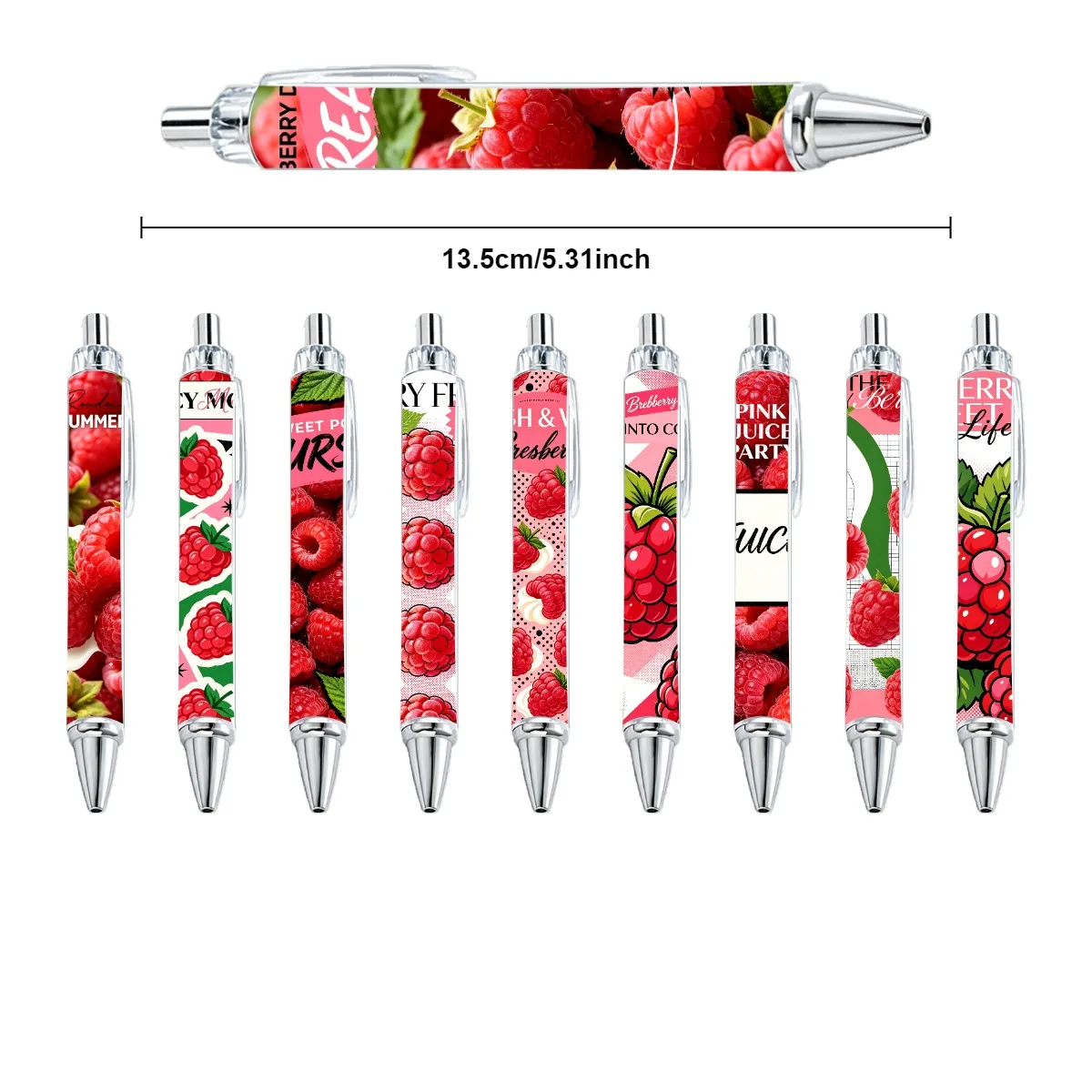 10PCS Raspberry Fruit Theme Ballpoint Pen Daily Office Supplies Writing