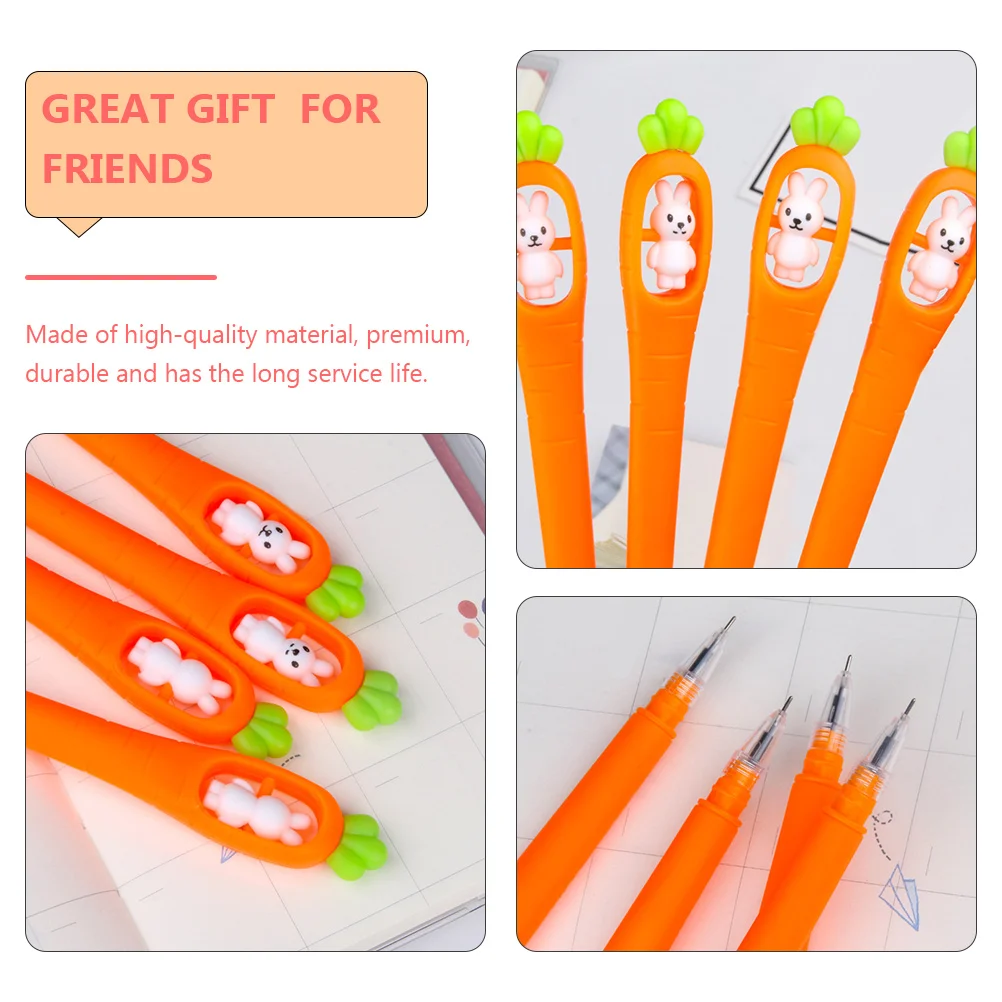 

8pcs Carrot Shaped Gel Pens Black Ink Writing Pen For Students Plastic Comfortable Daily Use Greeting Cards Crafting
