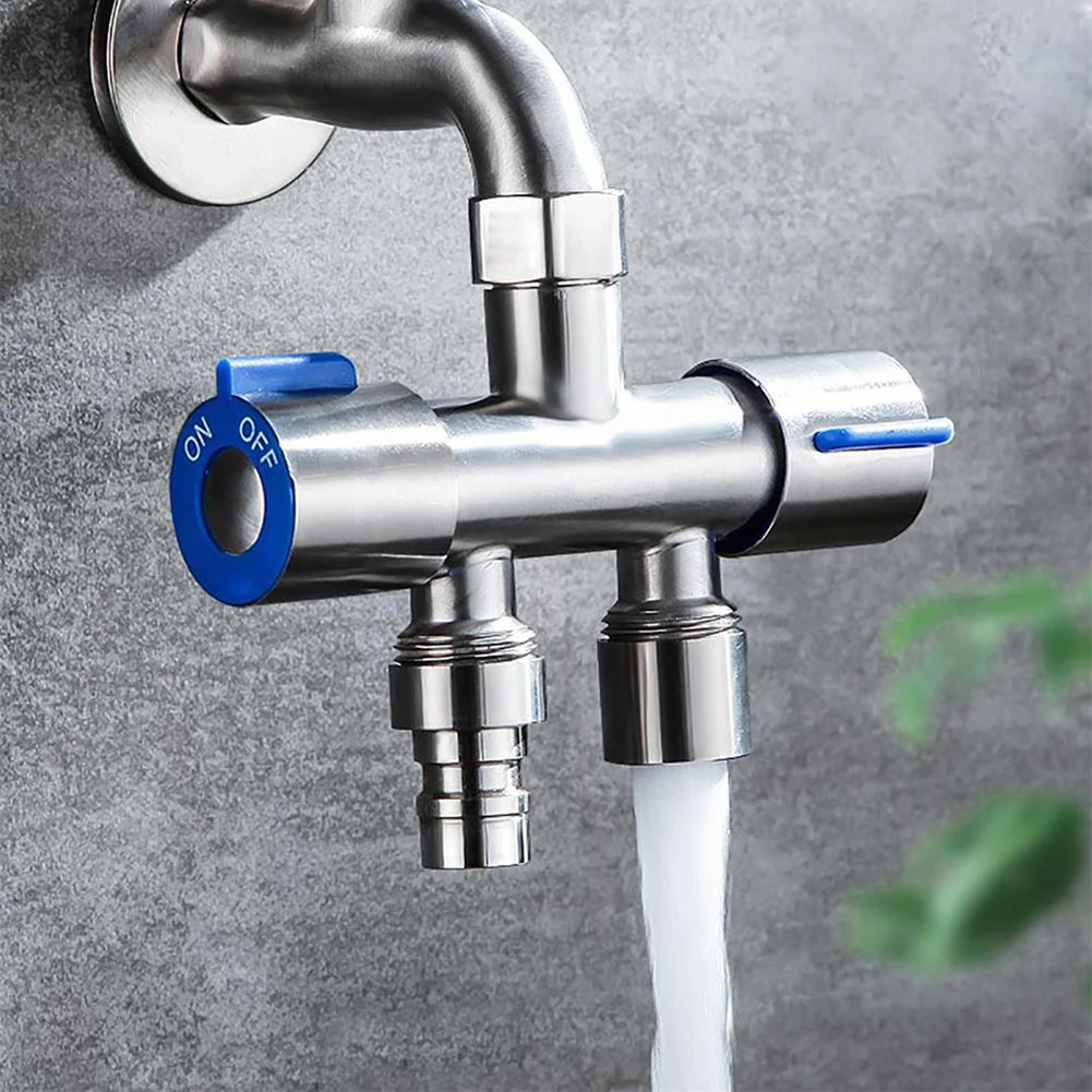 Double Handle Diverter Valve Cold Water Faucet One-In And Two Out Three-way Angle Valve Diverter Washing Machine Faucet Valve