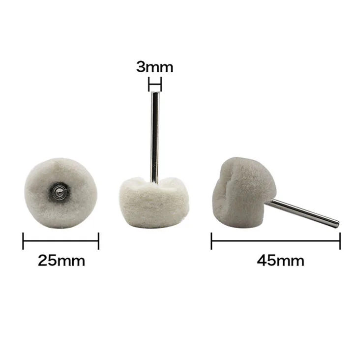 5Pcs 3mm Shank Wool Polishing Head Grinding Jewelry Metal Wheel Buffing Felt Polish Brush Drill Rotary Tool Accessories