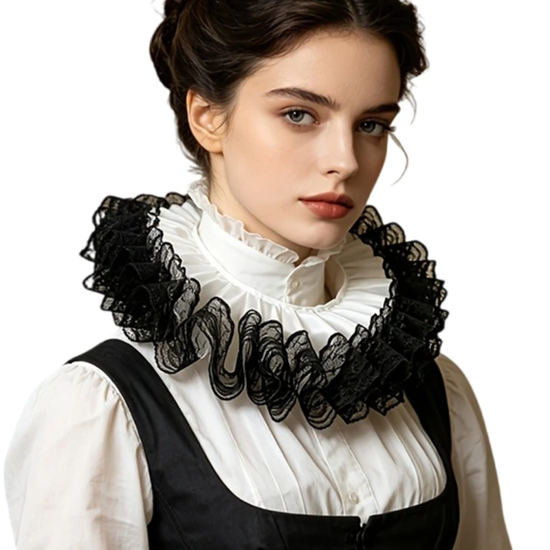 フリルネック衿 ブラウスやニット、ワンピースの重ね着に適した - Men'S Victorian Accessories のレビューと価格