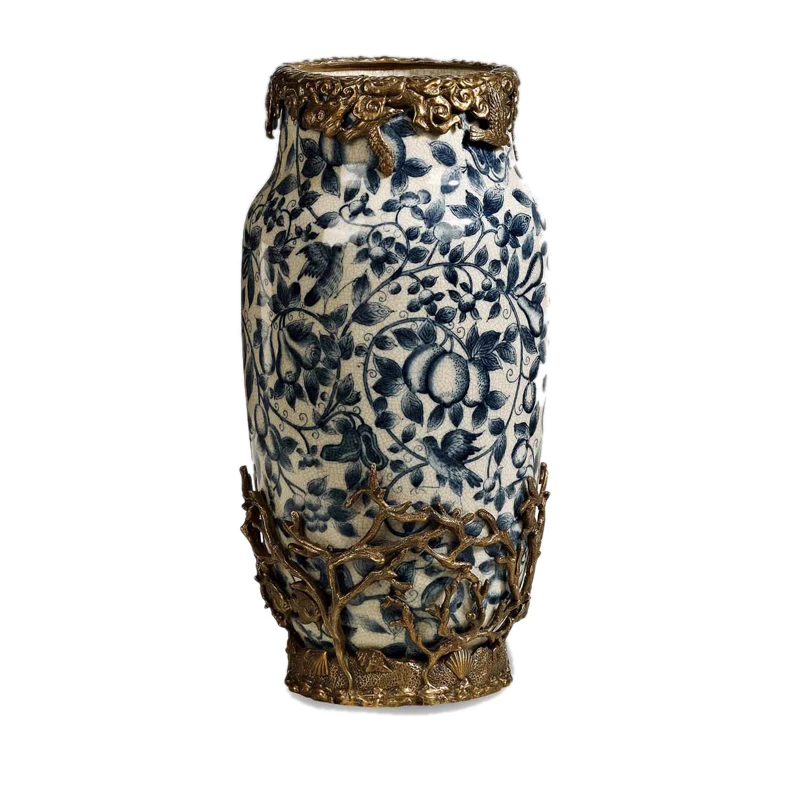 

Classical decorative vase ornament retro ceramic flower ware living room soft decoration entrance