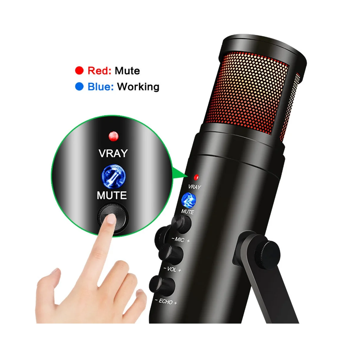 USB Desktop Microphone RGB Condenser Microphone Game Live Conference Recording Monitor Condenser Microphone