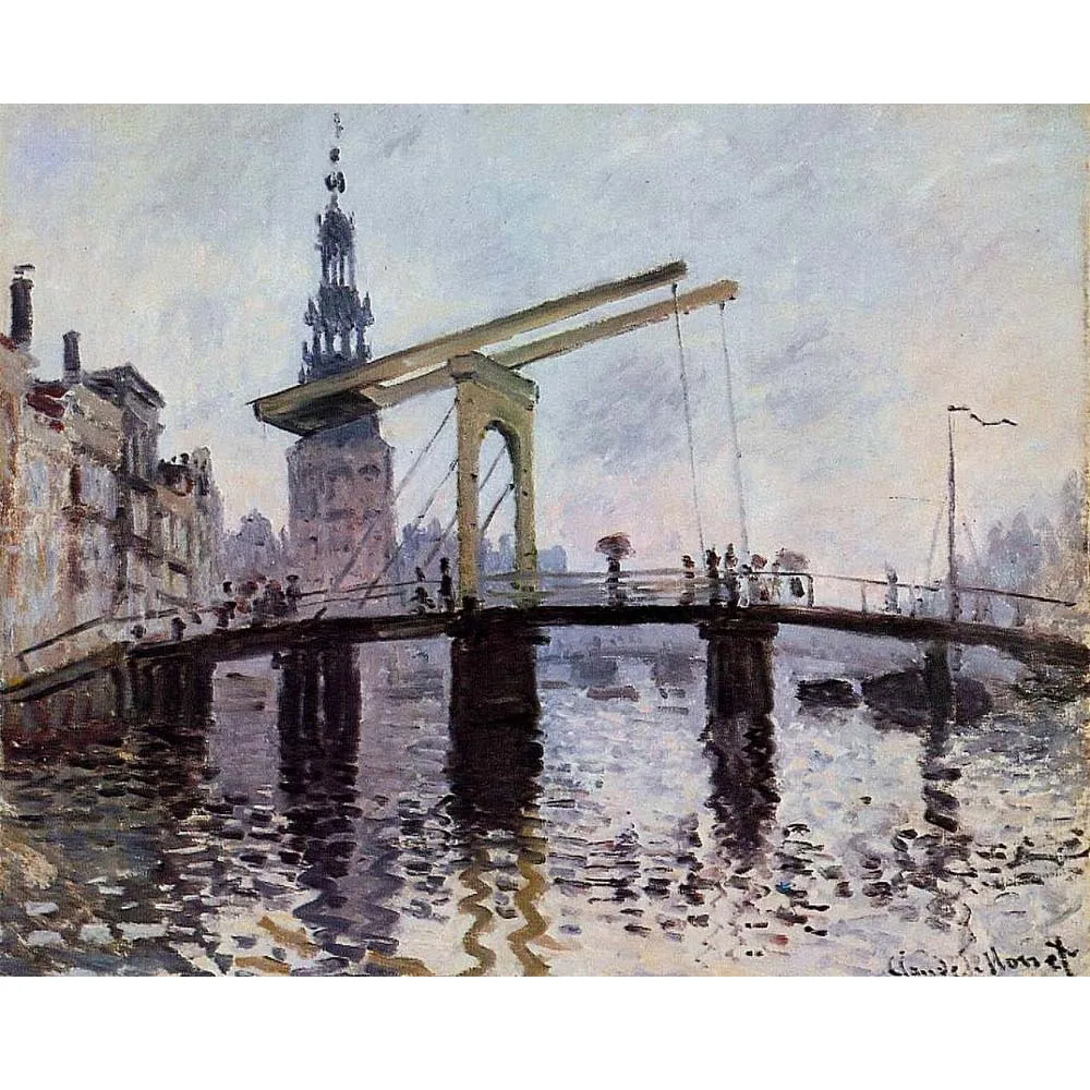 Claude Monet oil painting,The Bridge, Amsterdam,Impression cityscape painting,Hand painted famous painting reproduction.Wall art