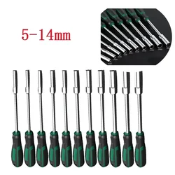 1pc 5/5.5/6/7/8/9/10/1/12/13/14mm Metal Socket Driver Hex Nut Key Wrench Screwdriver Nutdriver Hand Repair Tool Anti-slip