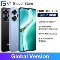 Oukitel C50 5G Smartphone Android 14 6.8“ HD Waterdrop Display 5150mAh Battery 8GB+128GB Mobile phone 50MP+5MP Camera CellPhone