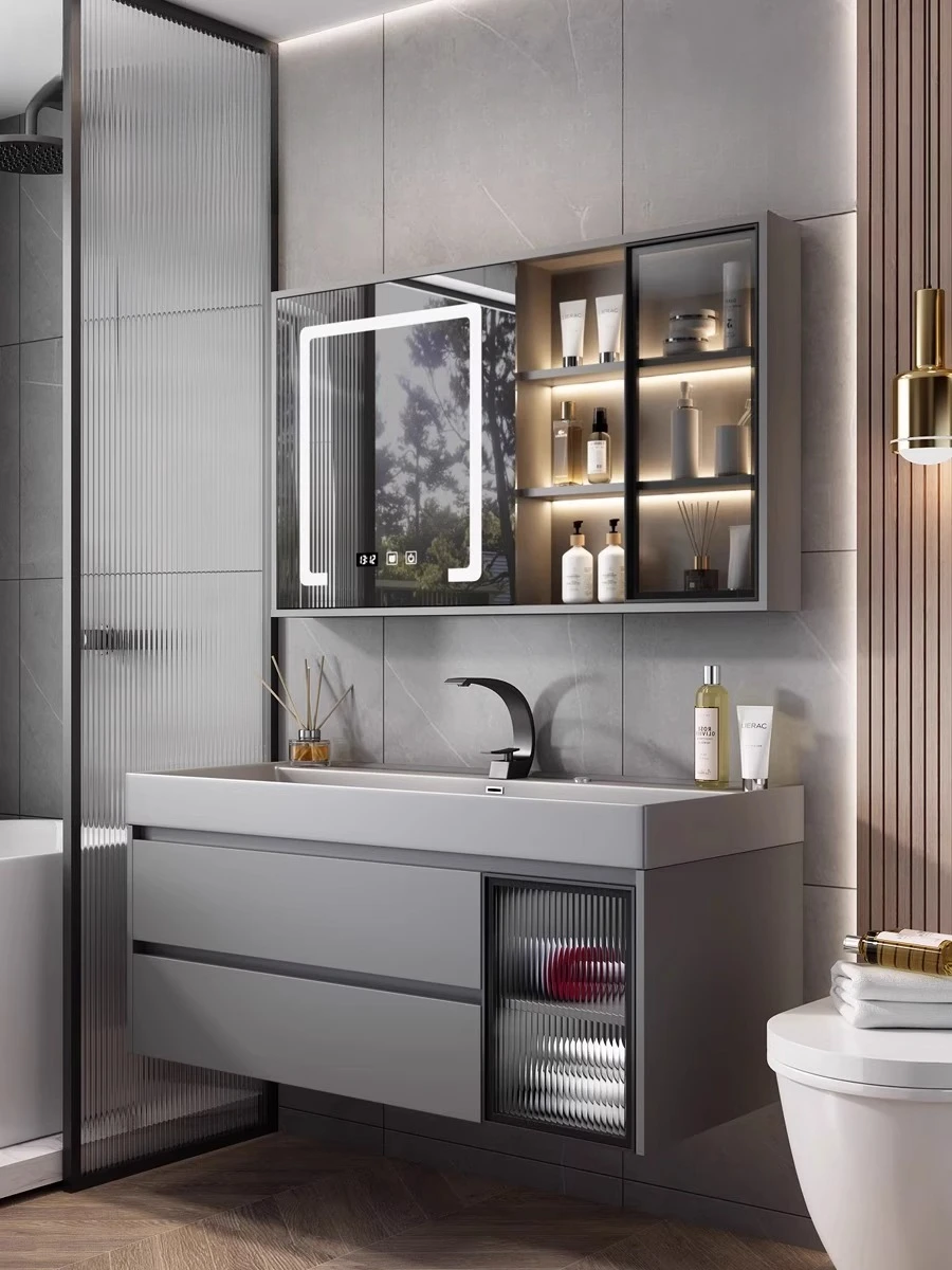 

Bathroom smart bathroom cabinet combination modern simple large mouth basin large pool washbasin washbasin cabinet