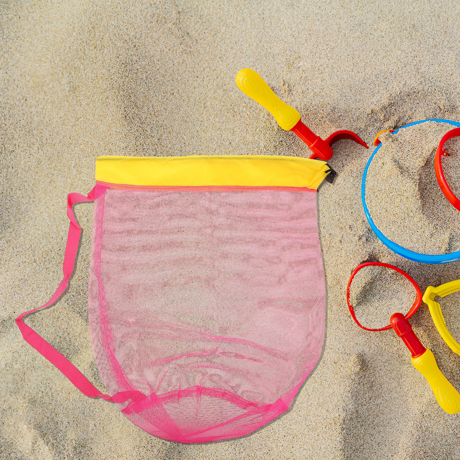 Mesh Beach Bag Large Polyester Carry Storage Bag for Sand Shells Outdoor Travel Picnic Beach Essentials Sand Toy Bags