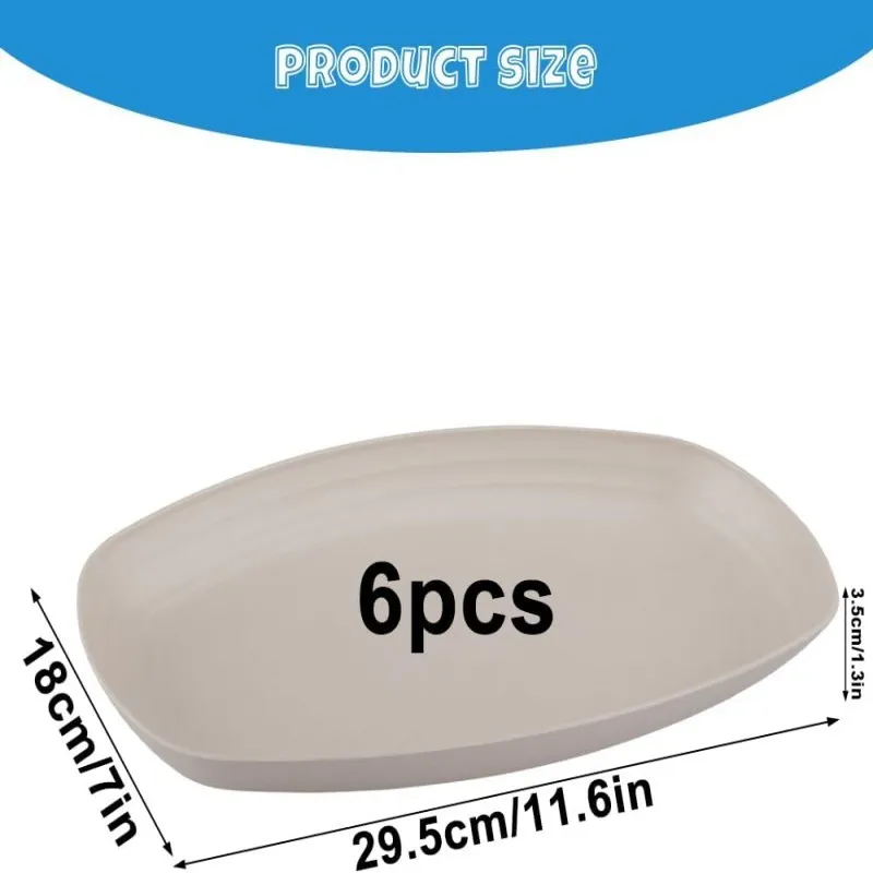 【6 Pcs Wheat Straw Salad Plates】Friendly Fruit Serving Trays,Home&Hotel Use Dessert Plates,Lightweight Durable Dinnerware Set