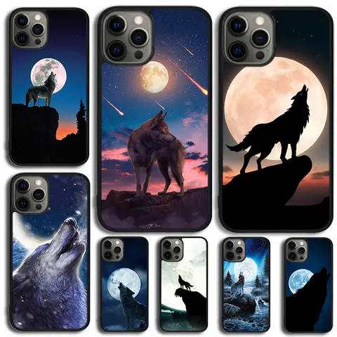 Moon Roaring Wolf Phone Case For Apple iPhone 17 Air 11 Pro Max Plus SE2020 Coque For iPhone 17 Air 14 15 16 13 12 Max Cover