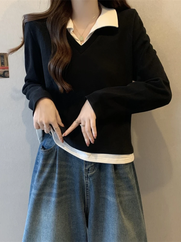 Slimming plus Size Women's  Neck T-Shirt Fashionable Spring Autumn Base Layer Shirt Cover Belly Creative Pattern Commute ...