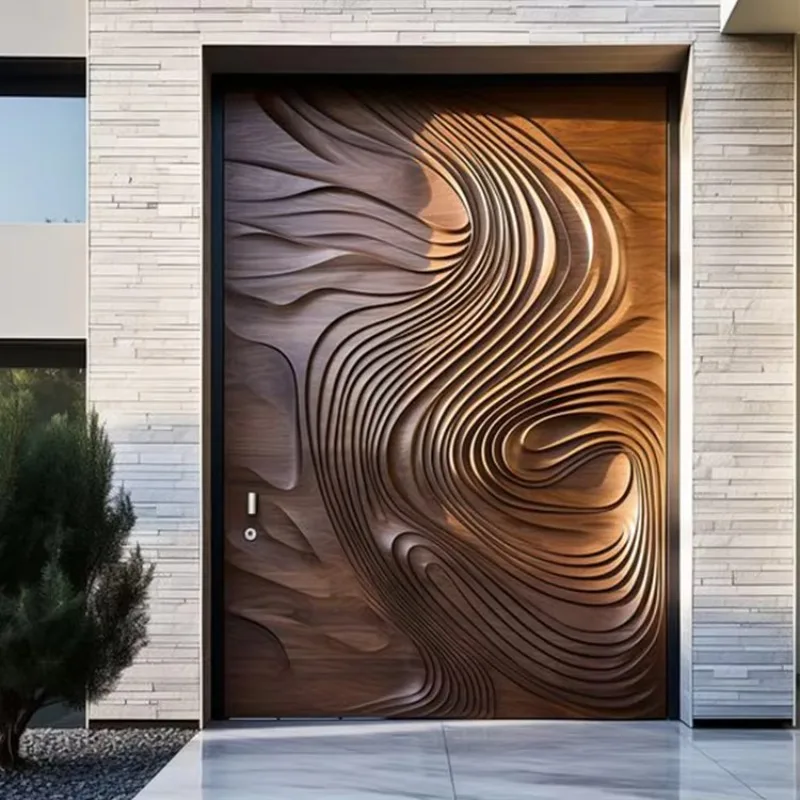2026 Solid Wood Grand Entrance Door Anti Burglar Exterior Door Modern Main Gates Design Front Wooden Entry Door