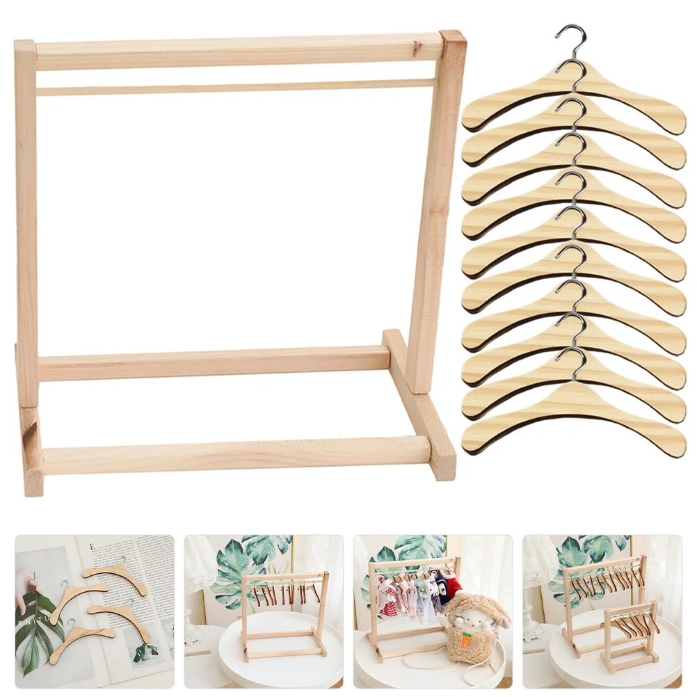 Wooden Hanger Clothes Rack Miniature Furniture Coat Hangers Baby Metal Accessories Outfit Holder