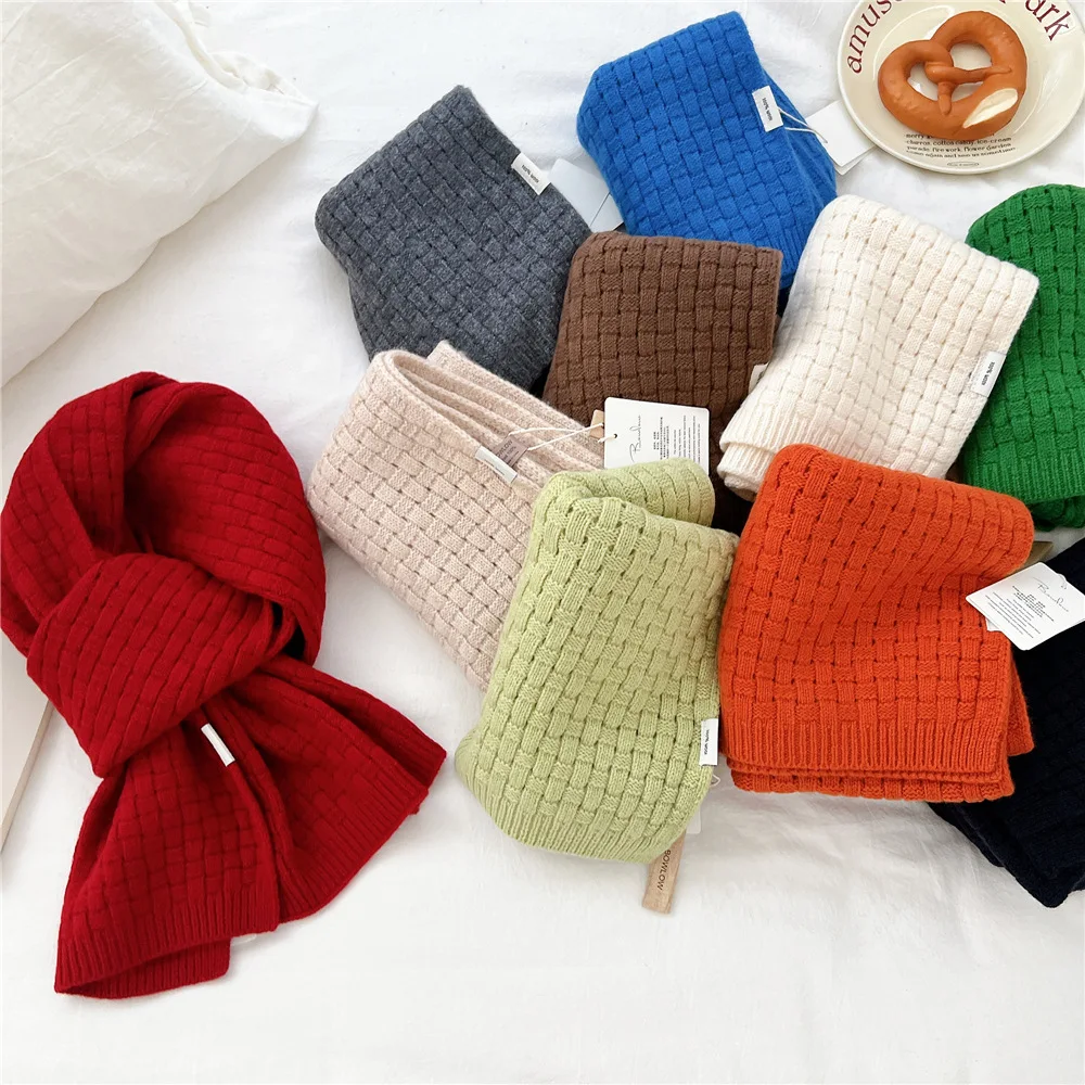 100% Wool scarf for women autumn winter Korea fashion green orange white wool neck scarves man muffler ladies winter accessories