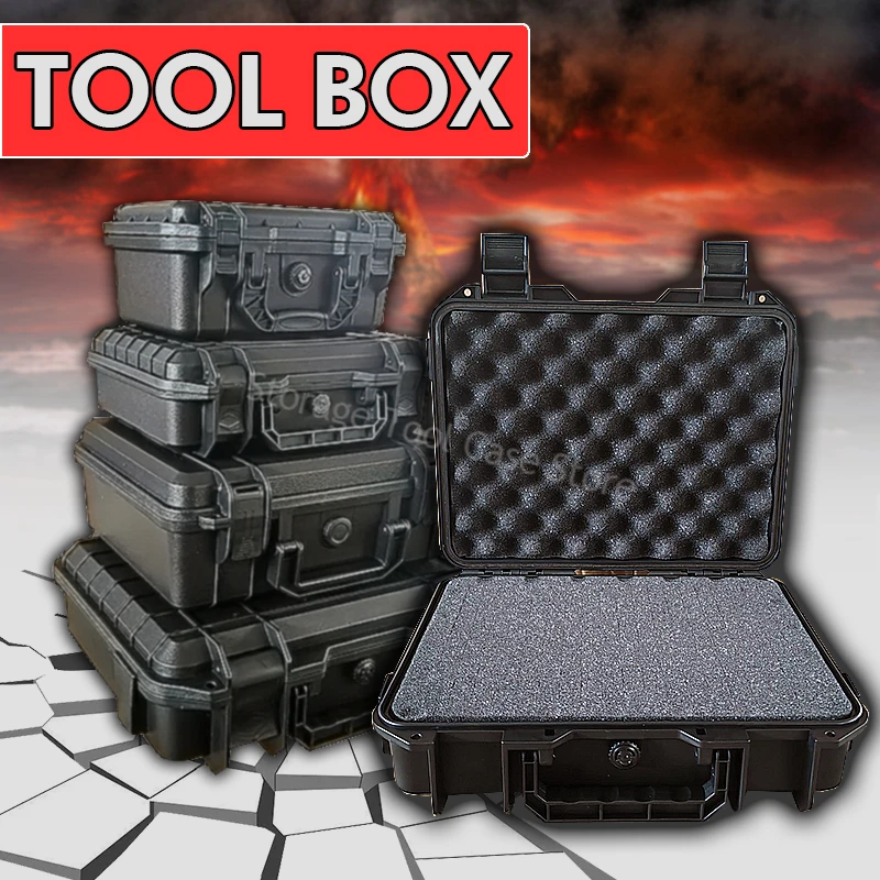 Plastic Tool Box Hard Carry Case Bag Tool Case with Sponge Storage Box Portable Tool Organizer Waterproof Equipment Toolbox