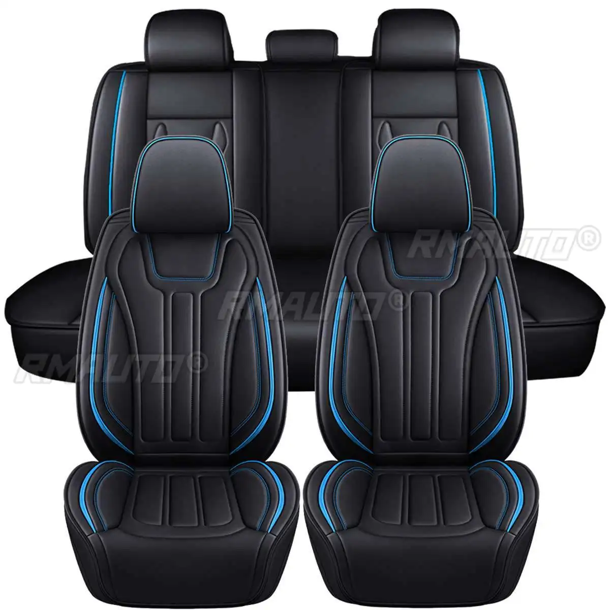 

Full Set 2/5 Seat Car Seat Covers PU Leather Seat Cushion Protector For Chevrolet Silverado Sierra 1500 2500HD 3500HD 2007-2021