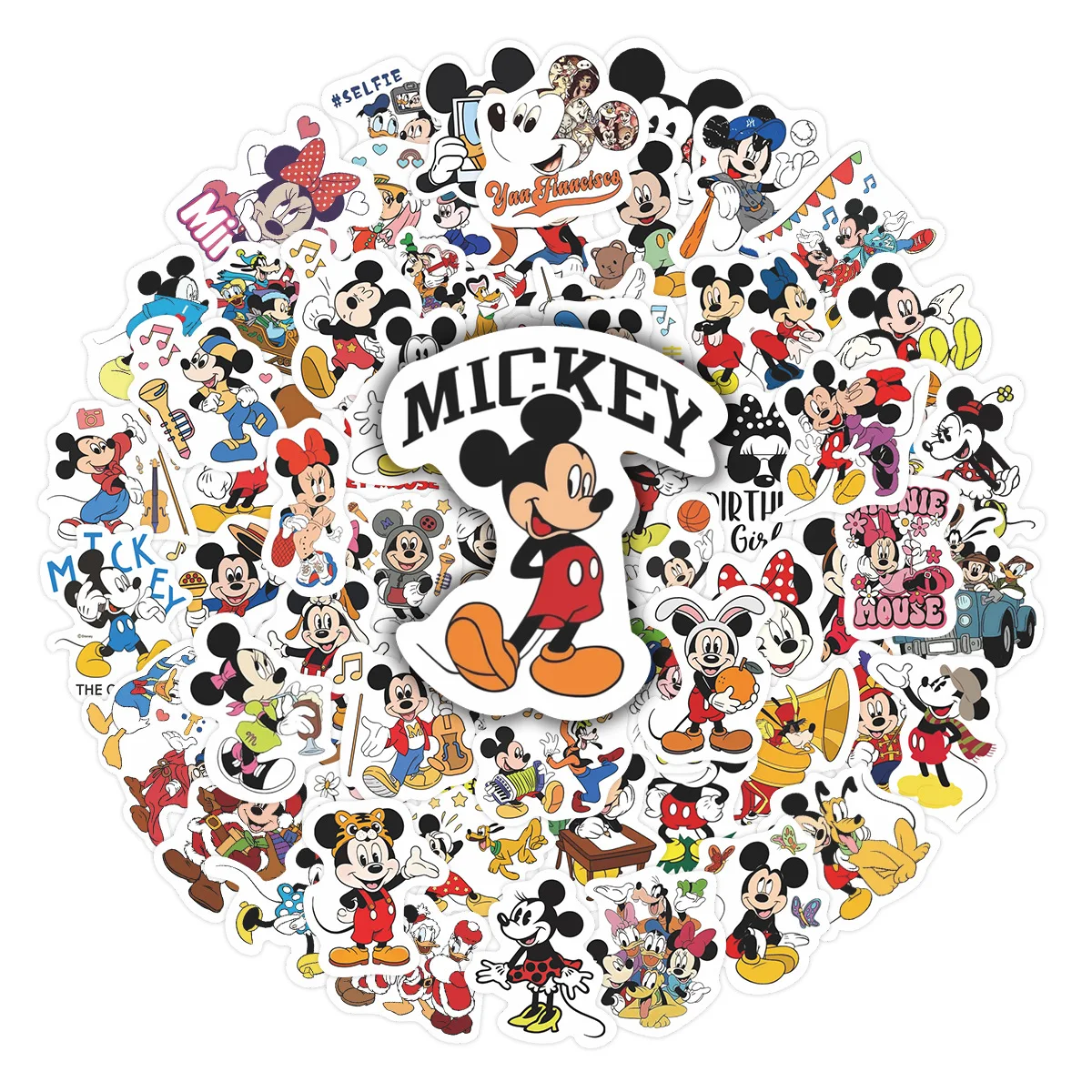 

66pcs Kawaii Disney Mickey Mouse Stickers Cartoon Anime Minnie Mouse Graffiti Decals Stickers Laptop Luggage Sticker Gifts