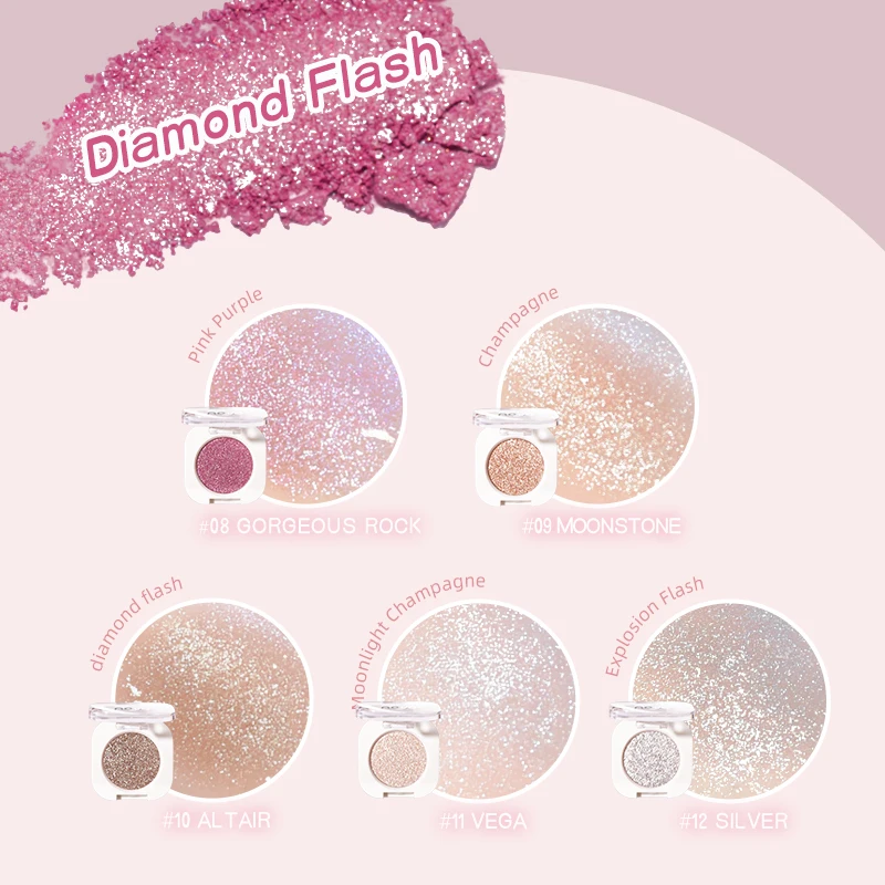 Diamond Silver Eyeshadow Lasting Waterproof Monochrome Shiny Eye Makeup Palette Shimmer Matte Grey Pink Brown Eye Shadow Cosmeti