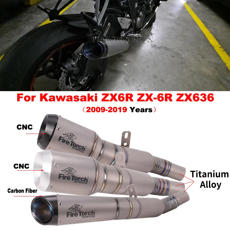 

Motorcycle Exhaust System Modify Muffler Escape Moto Titanium Alloy Mid Tailpipe Slip On For Kawasaki ZX6R ZX-6R ZX636 2009-2019