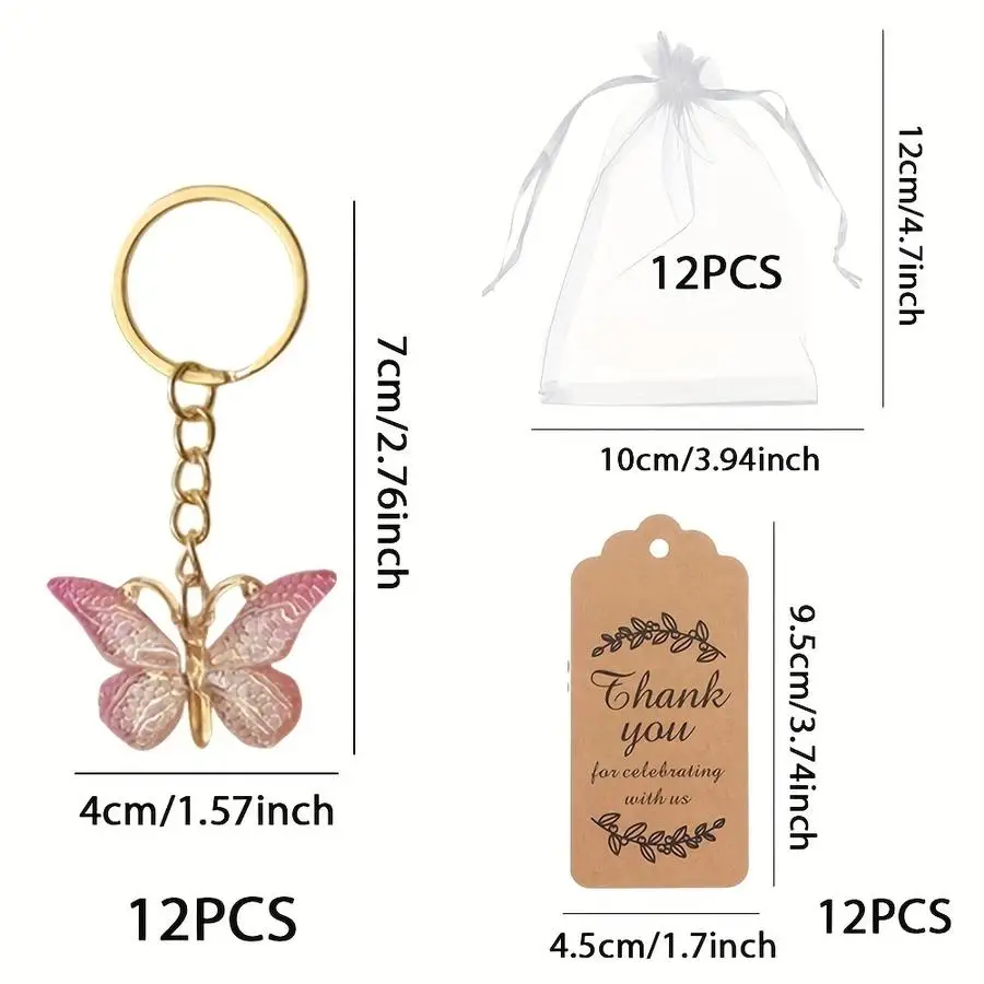 1/5/10/20/50/100pcs Gift for Her/Him: Set of 36 Butterfly Keychains—Party Gift, Wedding Favors, Housewarming Party, Party Favors
