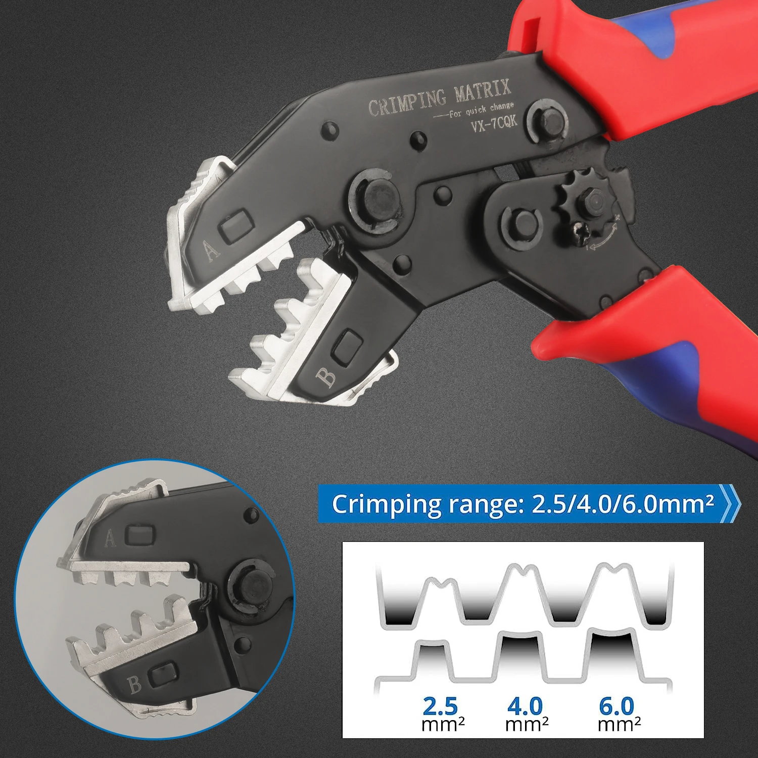 Solar Crimping Tool Set for 2.5 4.0 6.0 mm² Solar Panel PV Cable, Ratcheting Crimper for 8Pairs Male Female Insulated Terminal