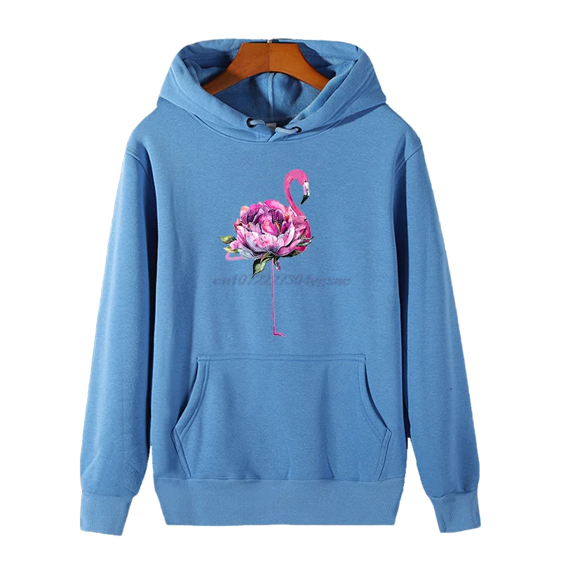 Hope Fibromyalgia Awareness Flamingo Flower Graphic Hooded Sweatshirts Winter Essentials Hoodie Pullovers Thick Sweater Hoodie