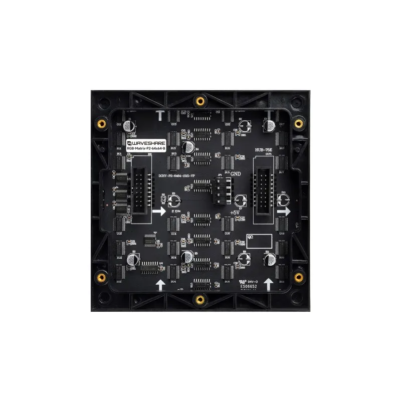 Waveshare RGB Full-color LED Matrix Panel, 2mm Pitch, 64 × 64 Pixels, Adjustable Brightness, Options For Standard Version / GOB