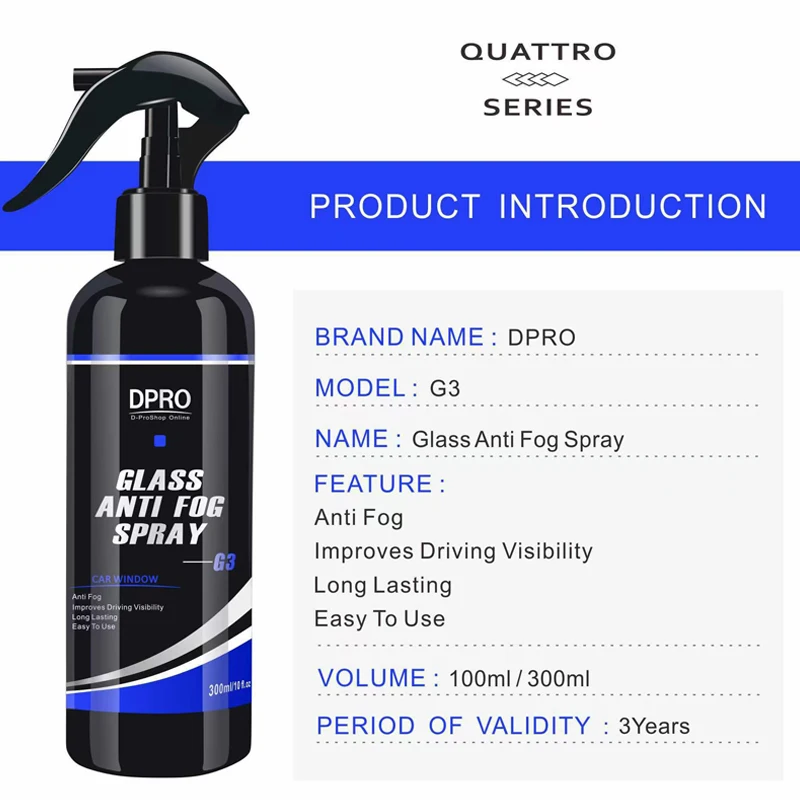 DPRO Car Glass Coating Spray Long Last Anti-Rain Glass Cleaner for Car Windshield Nano Hydrophobic Protection Coating