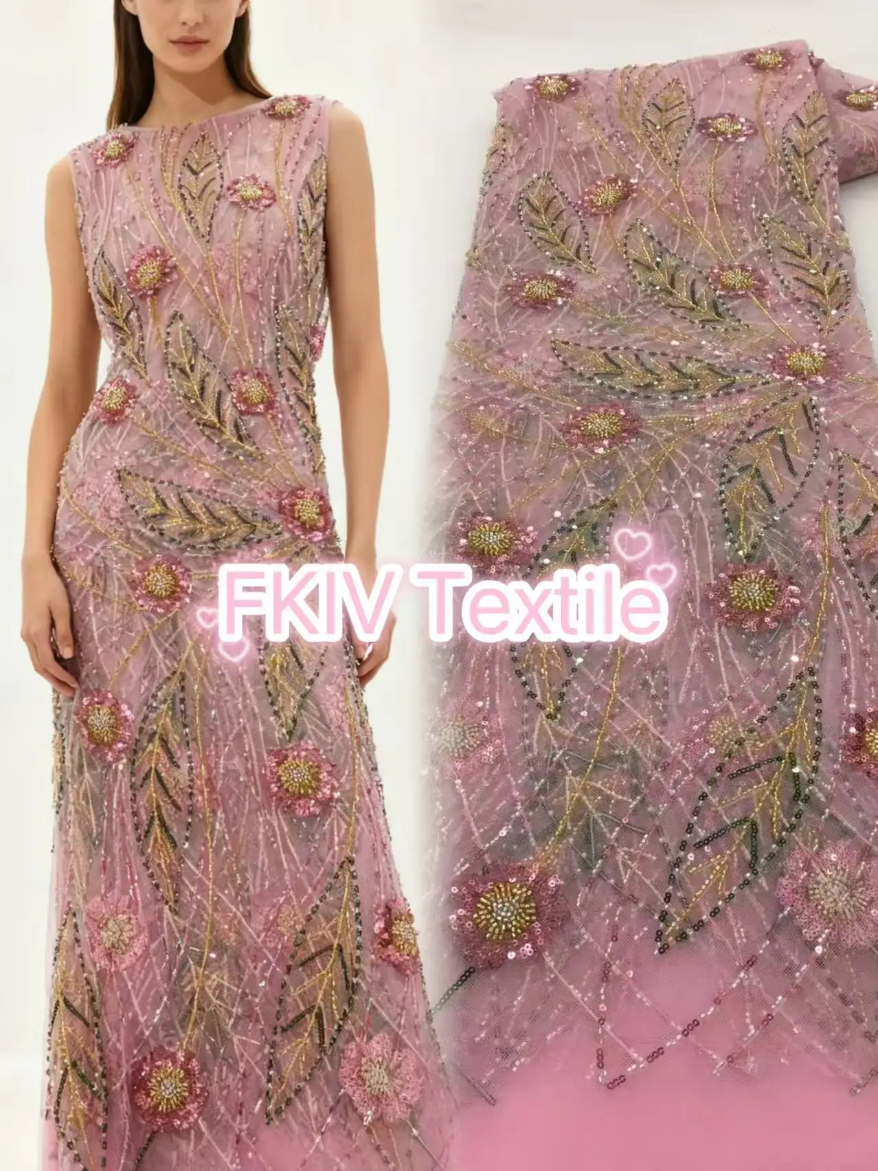 

High-End Luxury French Embroidery Heavy Groom Beads Lace Fabric Withs Sequins 5 Yards 2026 High Quality Materiel for Party Dress