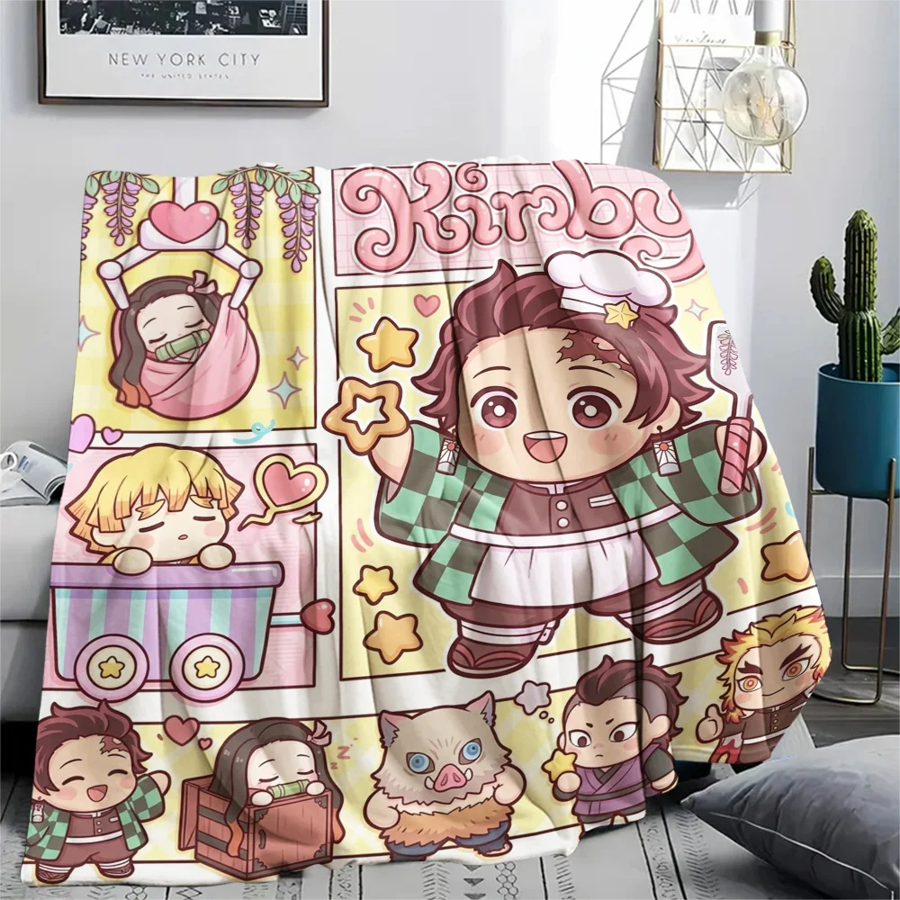 Demon Slayer Tanjiro Print Style Flannel Blanket Warm Comfortable Perfect for Home Rest Travel Picnic.-TING