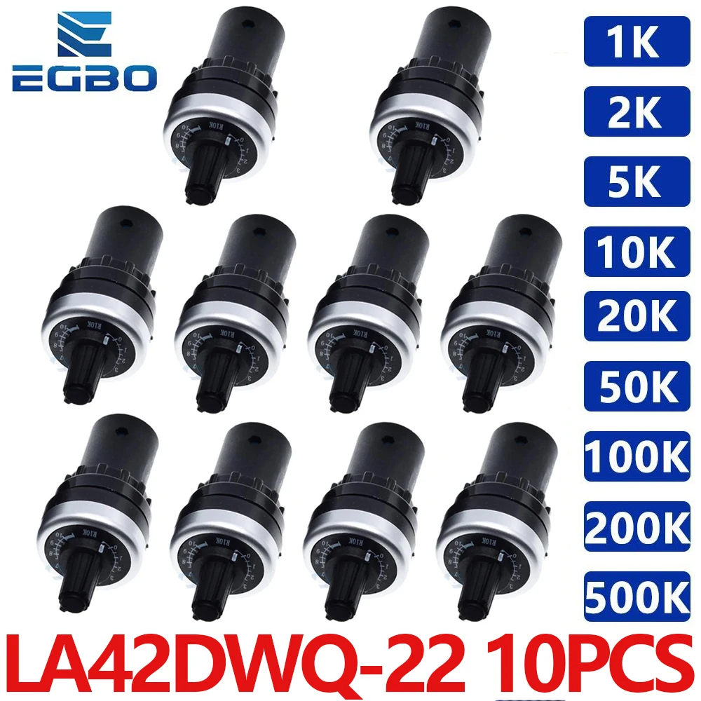 10PCS ​LA42DWQ-22 Rotary Potentiometer Resistance Switch Converter,  500K, 200K, 100K, 50K, 20K,10K, 5K, 2K, 1K