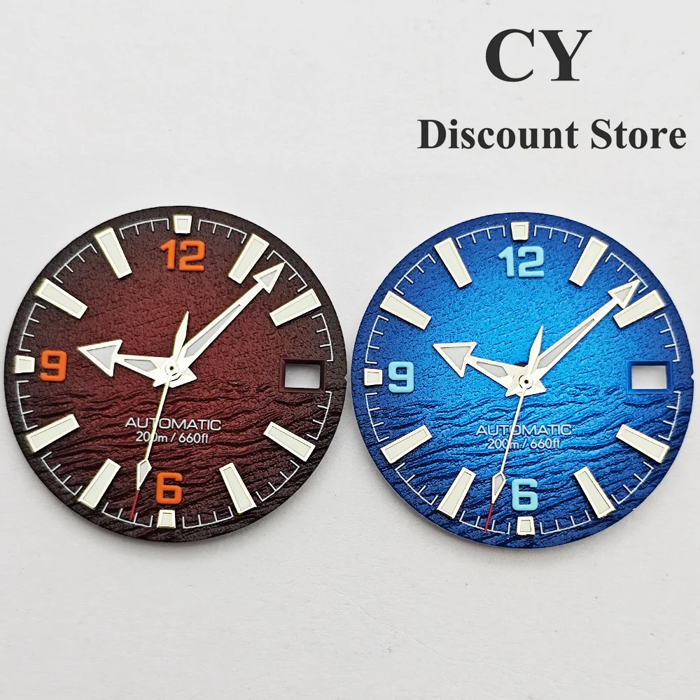 RICHUS NH35 Watch Dial 28.5mm Watch Dial 8X13X13mm Silver Watch Hands Green Luminous Fit NH35 Movement Watch Accessories Parts