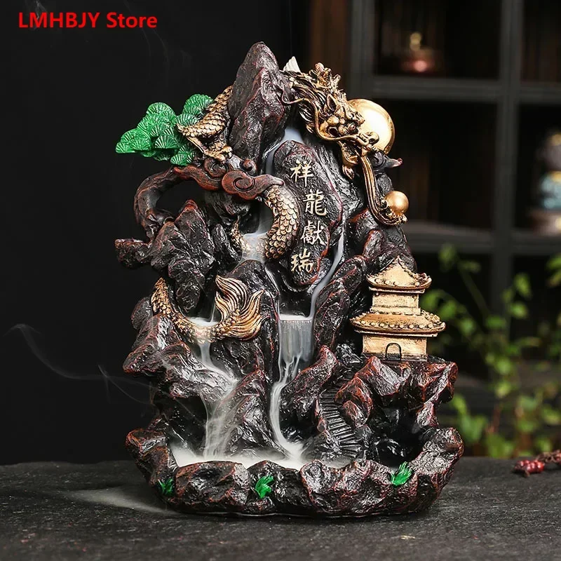 Resin Creative Ornaments Reverse Flow Incense Burner Sandalwood Incense Agarwood Incense Fumigation Burner Tea Pet Ornaments