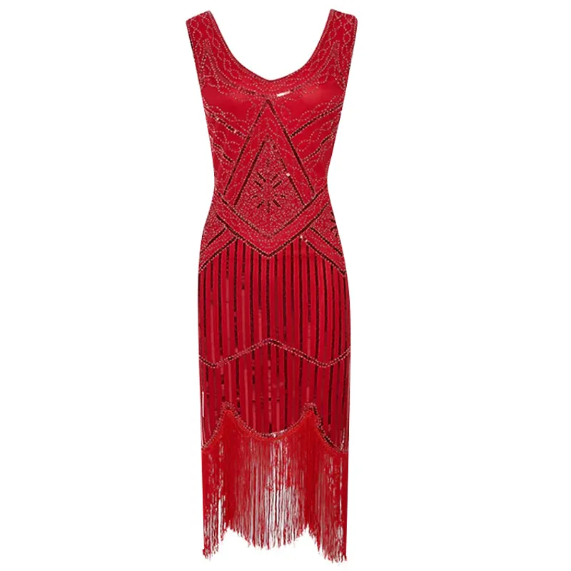 

Retro Tassel Dr for Stage Performance And Dance Par 920S Flapper Sle Polyester Blend Spring Faion by xiao