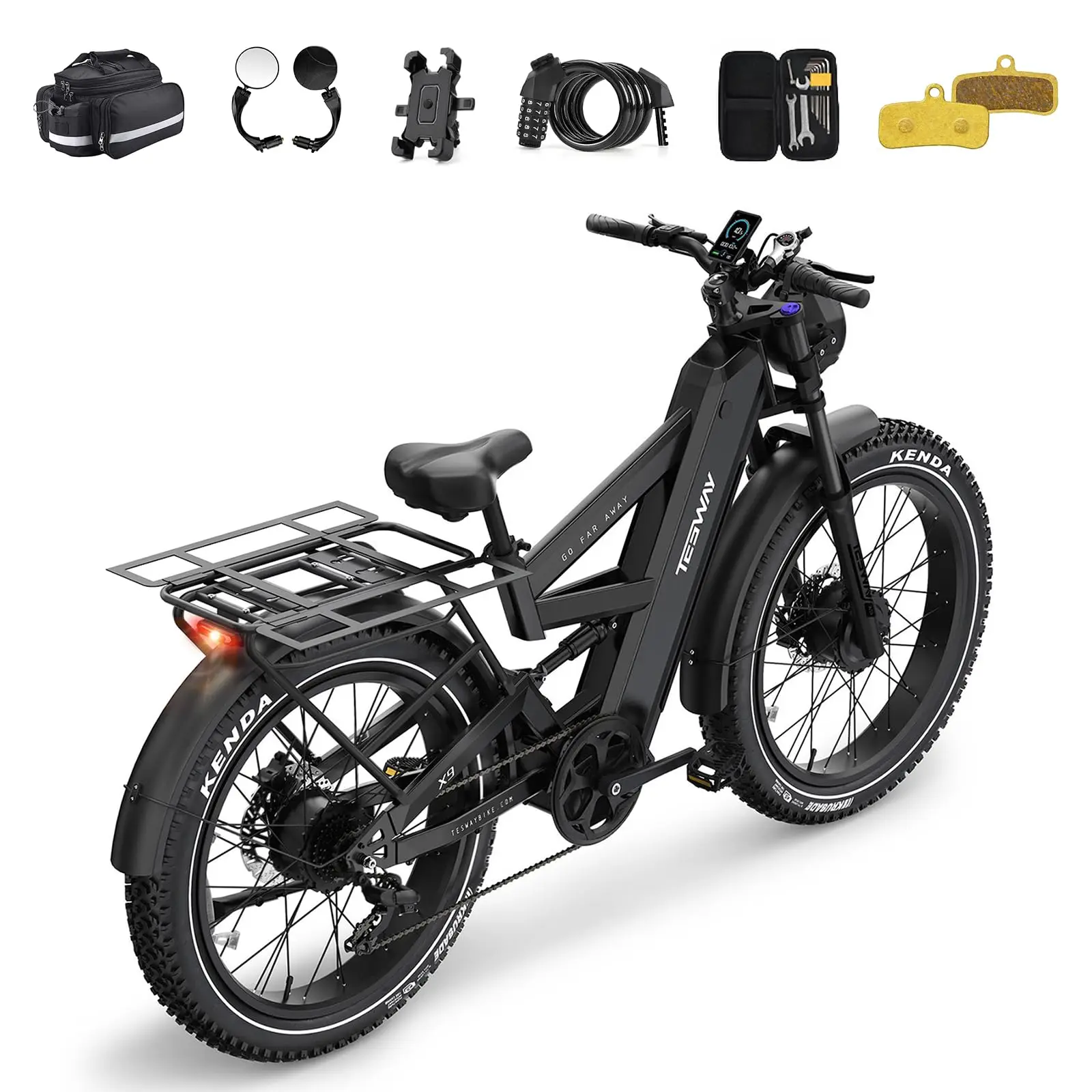 X9 Ultra Dual Motor Ebike, 26" Fat Tire Full Suspension AWD Electric Bike for Adults, 4000W 43MPH 240NM, 60V 30Ah(Camo)/2