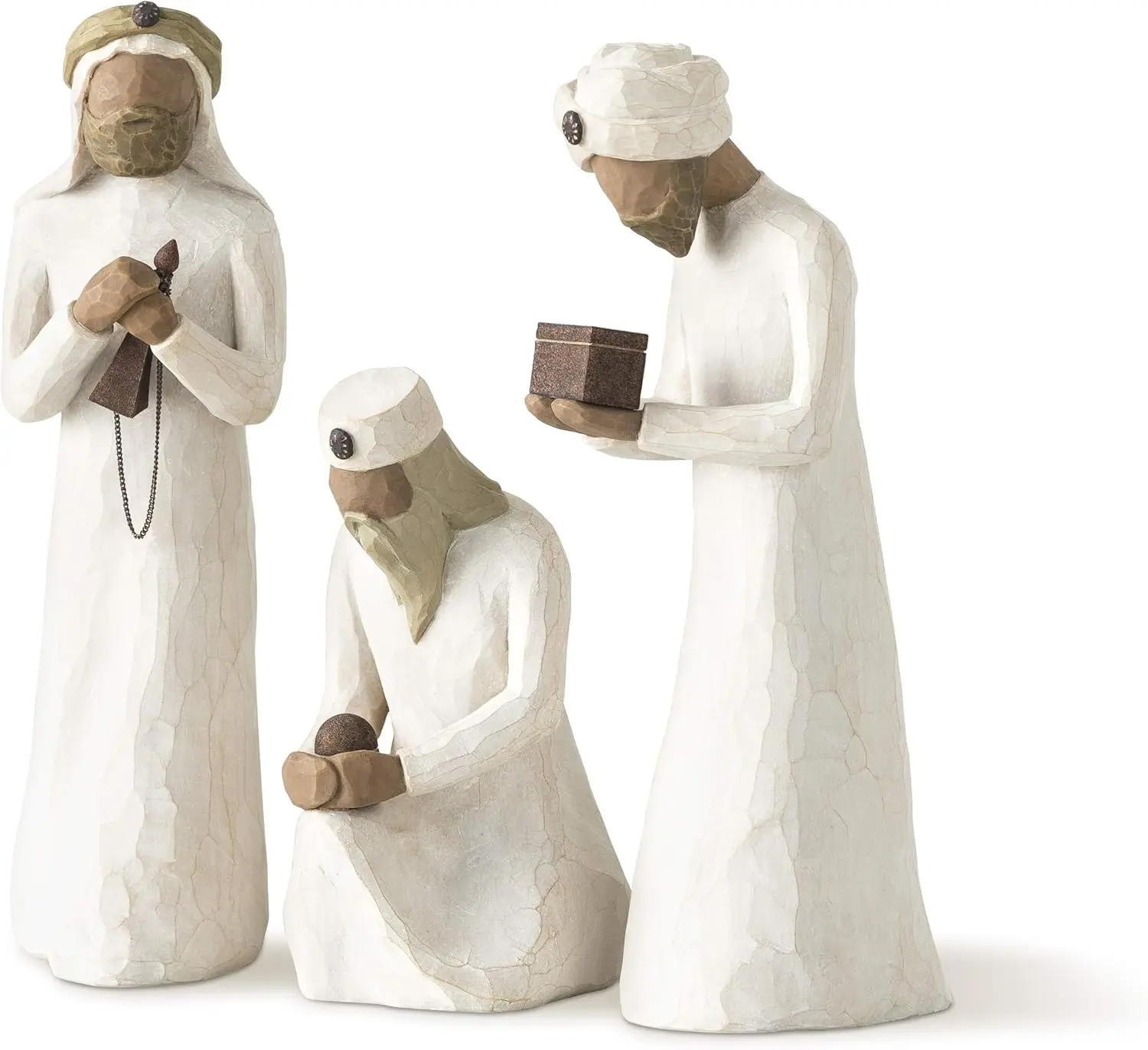 

Three Wise Men Nativity Figures Set, Hand-Painted Resin Sculptures with Gifts, 8.5" Tall for Christmas Display