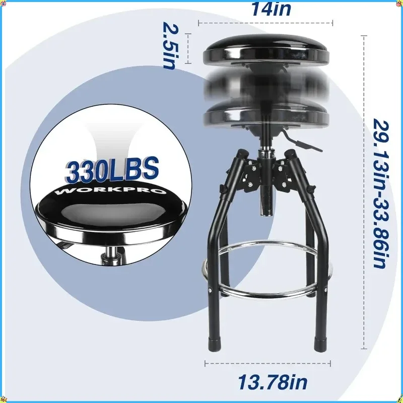 Табурет для магазина 330 фунтов, регулируемое гидравлическое сиденье для мастерской для механиков, сверхмощный гаражный табурет, табурет для промышленного ремонта