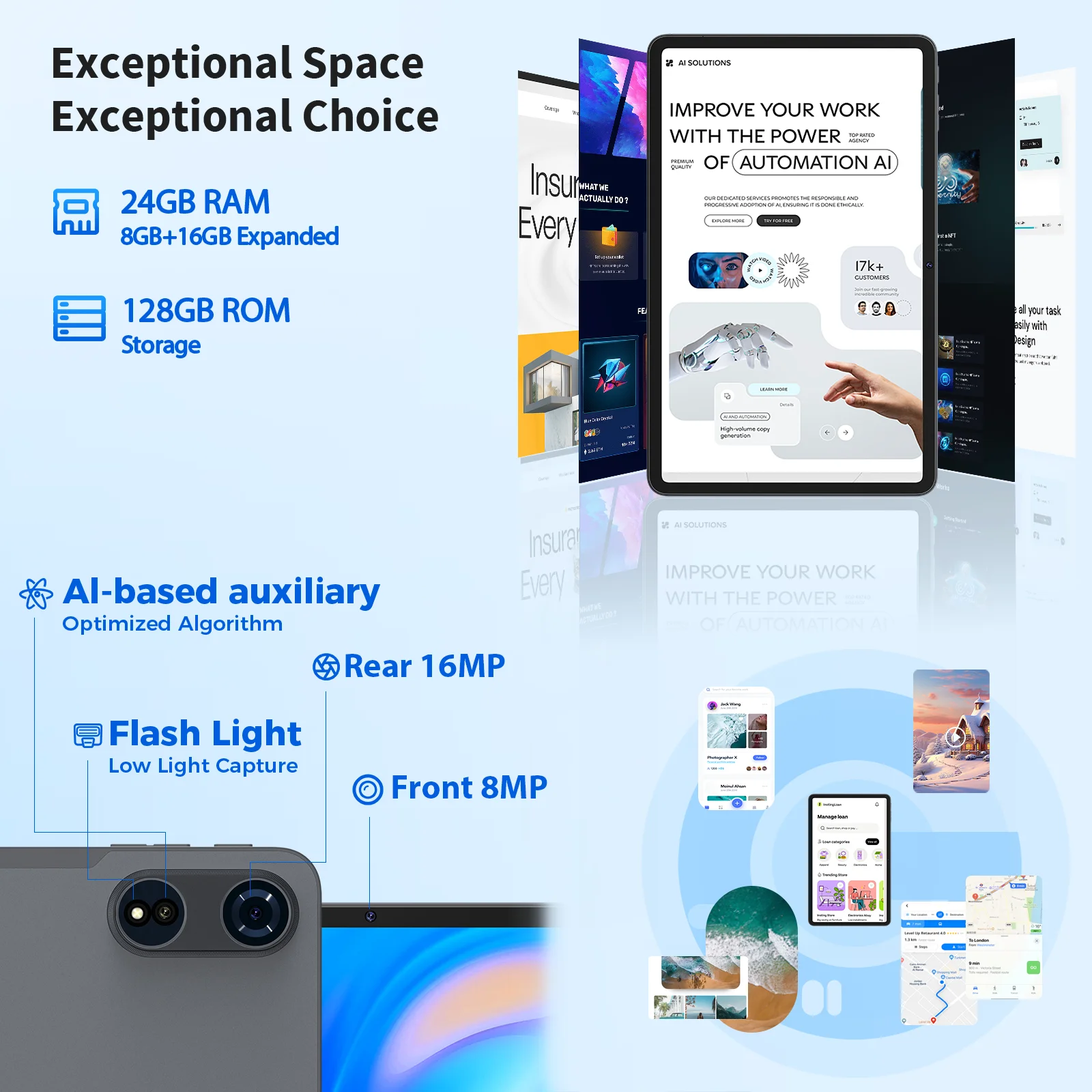 2025 Relndoo Nouvelle tablette Android 15 12 pouces, 24 Go (8 + 16 élargies) RAM + 128 Go de ROM, écran HD 2K, processeur T615, double caméra 8 + 16 MP