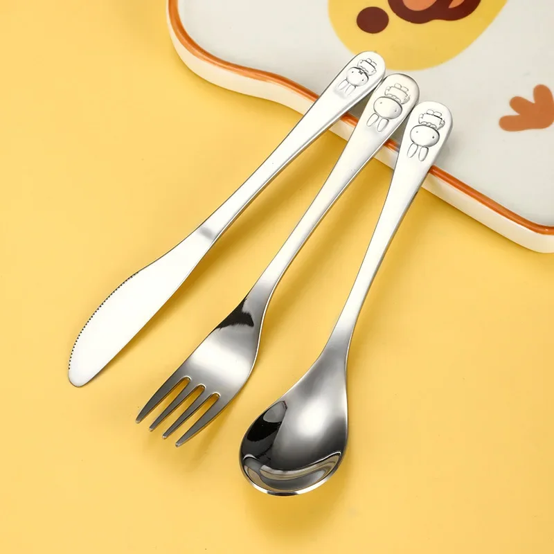 Kawaii Miffy Stainless Steel Household I Spoon Dessert Cake Fork Fruit Fork Children's Tableware Boy and Girl Toy Gifts